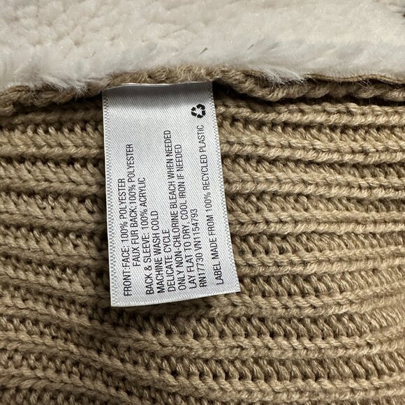 Medium Knox Rose Open Front Faux Suede Shearling Tan Cardigan Sweater Jacket - Picture 7 of 7